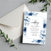 Dusty Blue Navy Champagne Elfenbeinblume Hochzeit Einladung