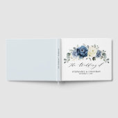Dusty Blue Navy Champagne Elfenbeinblume Hochzeit Gästebuch (Voll)