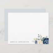 Dusty Blue Navy Champagne Elfenbeinblume Hochzeit Mitteilungskarte (Vorne/Hinten)