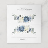 Dusty Blue Navy Champagne Elfenbeinblume Hochzeit Platzkarte (Außenseite Aufgefaltet)