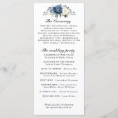 Dusty Blue Navy Champagne Elfenbeinblume Hochzeit Programm (Rückseite)