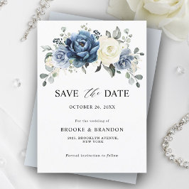 Dusty Blue Navy Champagne Elfenbeinblume Hochzeit Save The Date