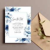 Dusty Blue Navy Champagne Elfenbeinblume Hochzeit Save The Date