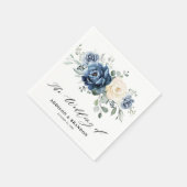 Dusty Blue Navy Champagne Elfenbeinblume Hochzeit Serviette (Ecke)