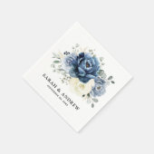 Dusty Blue Navy Champagne Elfenbeinblume Hochzeit Serviette (Ecke)