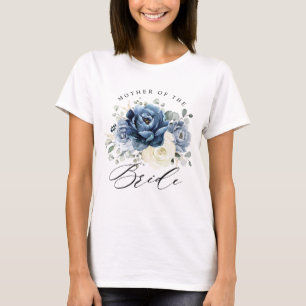 Dusty Blue Navy Champagne Elfenbeinblume Hochzeit T-Shirt