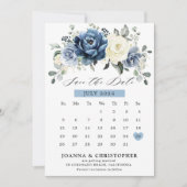 Dusty Blue Navy Champagne Elfenbeinkalender Save The Date (Vorderseite)