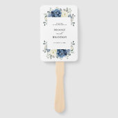 Dusty Blue Navy Champagne Elfenbeinprogramm Hand F Fächer (Vorderseite)
