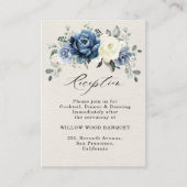 Dusty Blue Navy Champagne Hochzeitsempfang Begleitkarte (Vorderseite)