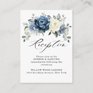 Dusty Blue Navy Champagne Hochzeitsempfang Begleitkarte