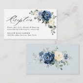 Dusty Blue Navy Champagne Hochzeitsempfang Begleitkarte (Vorne/Hinten)