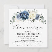 Dusty Blue Navy Champagne Ivory boho Quinceañera Einladung (Vorderseite)