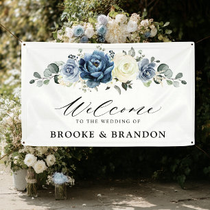 Dusty Blue Navy Champagne Ivory Brautparty Banner