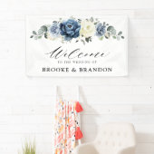 Dusty Blue Navy Champagne Ivory Brautparty Banner (Insitu)