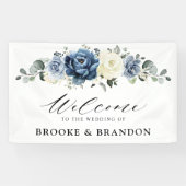 Dusty Blue Navy Champagne Ivory Brautparty Banner (Horizontal)