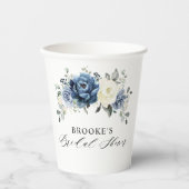 Dusty Blue Navy Champagne Ivory Brautparty Pappbecher (Vorderseite)