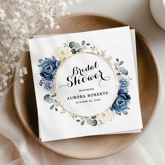 Dusty Blue Navy Champagne Ivory Brautparty Serviette