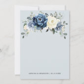 Dusty Blue Navy Champagne Ivory Floral Wedding Inv Einladung (Rückseite)