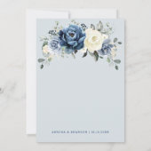 Dusty Blue Navy Champagne Ivory Floral Wedding Inv Einladung (Rückseite)
