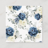 Dusty Blue Navy Champagne Ivory Floral Wedding QR Begleitkarte (Rückseite)