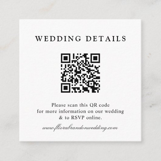 Dusty Blue Navy Champagne Ivory Floral Wedding QR Begleitkarte (Vorderseite)