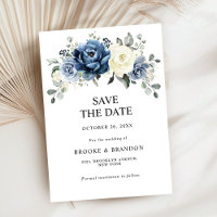 Dusty Blue Navy Champagne Ivory Floral Wedding Sav