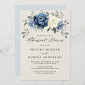 Dusty Blue Navy Champagne Ivory Probe Dinner I Einladung (Vorne/Hinten)