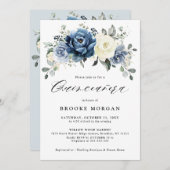 Dusty Blue Navy Champagne Ivory Quinceañera Einladung (Vorne/Hinten)