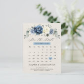 Dusty Blue Navy Champagne Ivory Save the Date Post Postkarte (Stehend Vorderseite)