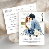 Dusty Blue Navy Champagne Ivory Save the Date