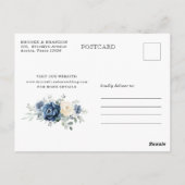 Dusty Blue Navy Champagne Ivory Save the Date Postkarte (Rückseite)