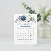 Dusty Blue Navy Champagne Ivory Save the Date Postkarte (Stehend Vorderseite)