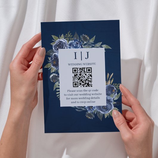 Dusty Blue Navy Champagne Ivory Wedding Begleitkarte