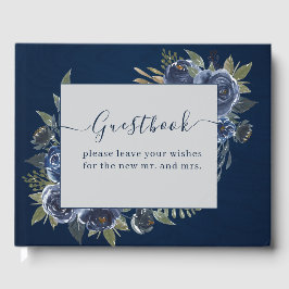 Dusty Blue Navy Champagne Ivory Wedding Gästebuch