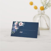 Dusty Blue Navy Champagne Ivory Wedding Platzkarte (Vorderseite)