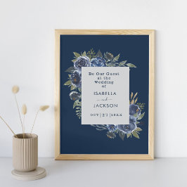 Dusty Blue Navy Champagne Ivory Wedding Poster