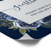Dusty Blue Navy Champagne Ivory Wedding Poster (Ecke)