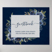 Dusty Blue Navy Champagne Ivory Wedding Poster (Vorne)