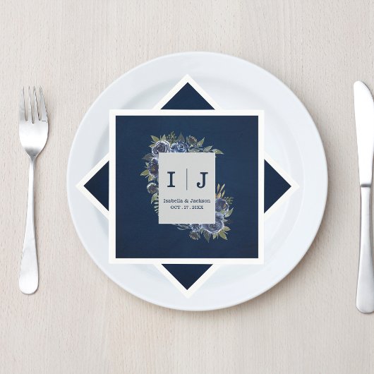 Dusty Blue Navy Champagne Ivory Wedding Serviette