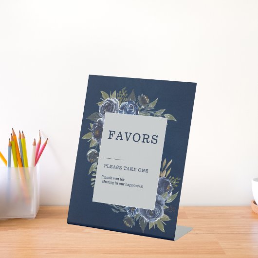 Dusty Blue Navy Champagne Ivory Wedding Sockelschild