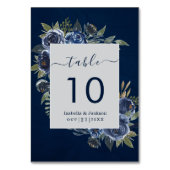 Dusty Blue Navy Champagne Ivory Wedding Tischnummer (Vorderseite)