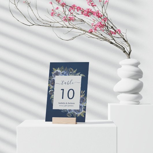 Dusty Blue Navy Champagne Ivory Wedding Tischnummer