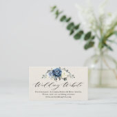 Dusty Blue Navy Champagne Ivory Wedding Website Begleitkarte (Stehend Vorderseite)