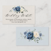 Dusty Blue Navy Champagne Ivory Wedding Website Begleitkarte (Vorne/Hinten)