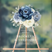 Dusty Blue Navy Champagne Ivory Wedding Welcome Acrylschild (Neutral)