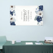 Dusty Blue Navy Floral Bloom Brautparty Banner (Messeveranstaltung)