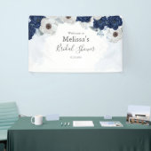 Dusty Blue Navy Floral Brautparty Banner (Messeveranstaltung)