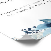 Dusty Blue Navy Floral Brautparty Blume Bar Poster (Ecke)