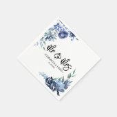 Dusty Blue Navy Floral Mr & Mrs. Wedding Serviette (Ecke)