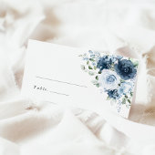 Dusty Blue Navy Floral Watercolor Wedding Name Platzkarte
